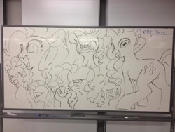 Size: 1024x768 | Tagged: safe, artist:aruurara, fluttershy, pinkie pie, earth pony, pony, g4, female, mare, sketch, traditional art, whiteboard