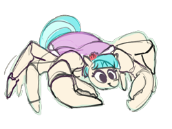 Size: 2326x1745 | Tagged: safe, artist:alumx, coco pommel, crab, g4, adorawat, coconut crab, crabified, cursed image, cute, female, i can't believe it's not badumsquish, name pun, not salmon, simple background, smiling, solo, species swap, transparent background, wat, what has science done