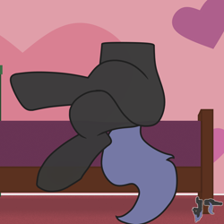 Size: 1000x1000 | Tagged: safe, artist:jellytoy, oc, oc only, oc:jelly toy, original species, pony, bed, crossed legs, disembodied torso, female, half, heart, i can't believe it's not badumsquish, living toy, modular, sitting, solo, tail