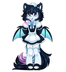 Size: 824x900 | Tagged: safe, artist:star-theft, oc, oc only, bat pony, pony, bipedal, clothes, maid, simple background, solo, transparent background