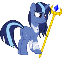 Size: 9981x8890 | Tagged: safe, artist:shootingstarsentry, oc, oc only, oc:peacemaker, pony, unicorn, absurd resolution, base used, butt, female, horn, mare, plot, scepter, simple background, smiling, solo, transparent background, unicorn oc