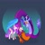 Size: 1500x1500 | Tagged: safe, artist:stevetwisp, discord, fluttershy, draconequus, pegasus, pony, g4, abstract background, blushing, colorful, cute, female, flower, male, rain, ship:discoshy, shipping, spread wings, straight, wing umbrella, wings