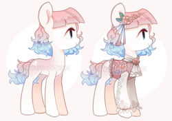Size: 799x563 | Tagged: safe, artist:dammmnation, oc, oc only, earth pony, pony, abstract background, clothes, duo, earth pony oc, eyelashes, female, floral head wreath, flower, mare, smiling