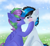 Size: 1271x1172 | Tagged: safe, artist:arllistar, oc, oc:lishka, oc:solar gizmo, pegasus, pony, unicorn, blushing, cloud, couple, grass, kissing, shipping