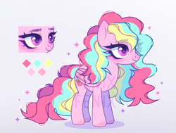 Size: 2353x1776 | Tagged: safe, artist:fenix-artist, oc, oc only, pegasus, pony, base used, eyelashes, magical lesbian spawn, offspring, parent:fluttershy, parent:pinkie pie, parents:flutterpie, pegasus oc, smiling, solo, wings