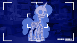 Size: 1928x1079 | Tagged: safe, screencap, izzy moonbow, pony, unicorn, g5, my little pony: tell your tale, the game is ahoof, spoiler:g5, spoiler:my little pony: tell your tale, bone, offscreen character, pov, skeleton, x-ray, x-ray vision