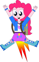 Size: 652x1012 | Tagged: safe, artist:rupahrusyaidi, pinkie pie, human, equestria girls, g4, clothes, cutie mark on clothes, flying, jetpack, simple background, solo, transparent background