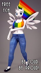 Size: 1080x1920 | Tagged: safe, artist:senthaurekmern, alicorn, anthro, plantigrade anthro, 3d, commission, female, pride, pride flag, pride month, solo, source filmmaker, your character here