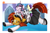 Size: 2609x1739 | Tagged: safe, artist:pridark, cream puff, princess flurry heart, stratus wind, sunburst, alicorn, earth pony, pony, unicorn, g4, baby, baby pony, border, clothes, creambetes, cute, eyes closed, female, filly, floppy ears, flurrybetes, foal, glasses, maid, maid headdress, mare, outfit, passepartout, patreon, patreon reward, rule 63, smiling, sunbetes, sunstone, url