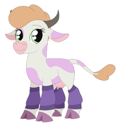 Size: 1747x1861 | Tagged: safe, artist:dyonys, oc, oc:lilac, cow, clothes, cloven hooves, female, horns, leg warmers, simple background, transparent background, udder