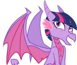 Size: 1280x1079 | Tagged: safe, artist:php170, twilight sparkle, dragon, g4, colored wings, cute, dragon wings, dragoness, dragonified, ear fluff, female, grin, hair, horn, looking at you, multicolored wings, simple background, smiling, smiling at you, solo, species swap, transparent background, twiabetes, twilidragon, vector, wings