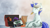 Size: 3840x2160 | Tagged: safe, artist:etheria galaxia, derpibooru exclusive, oc, oc:scratch wub, pony, unicorn, abstract background, chest fluff, ear fluff, eyebrows, food, gameboy advance, high res, horn, male, meat, mushroom, pepperoni, pepperoni pizza, pizza, pizza box, screwdriver, signature, solo, stallion, toolbox, unicorn oc