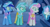 Size: 518x277 | Tagged: safe, edit, edited screencap, screencap, lyra heartstrings, minuette, twinkleshine, pony, unicorn, a canterlot wedding, g4, my little pony: friendship is magic, season 2, bouquet, bouquet of flowers, bridesmaid, bridesmaid dress, clothes, crystal caverns, dress, female, flower, horn, magic, mare, mind control, youtube link