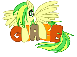 Size: 1600x1200 | Tagged: safe, artist:charlockle, oc, oc only, oc:wooden toaster, pegasus, pony, female, hair over one eye, mare, simple background, spread wings, text, transparent background, wings