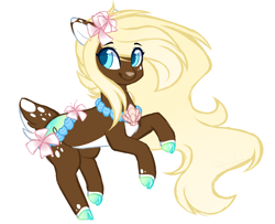 Size: 3200x2600 | Tagged: safe, artist:purplegrim40, oc, oc only, deer, deer pony, original species, pony, flower, flower in hair, high res, simple background, solo, white background