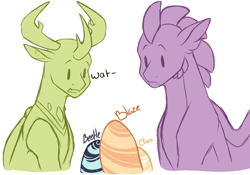 Size: 3200x2246 | Tagged: safe, artist:purplegrim40, spike, thorax, oc, oc only, changedling, changeling, pony, g4, egg, female, gay, high res, king thorax, male, ship:thoraxspike, shipping, simple background, story included, white background