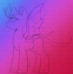 Size: 863x871 | Tagged: safe, artist:purplegrim40, oc, oc only, alicorn, pony, abstract background, alicorn oc, base, horn, solo, wings