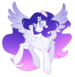 Size: 1620x1651 | Tagged: safe, artist:purplegrim40, oc, oc only, pegasus, pony, base used, ethereal mane, female, interspecies offspring, mare, offspring, parent:oc:magnus, parent:princess luna, parents:canon x oc, pegasus oc, simple background, smiling, solo, spread wings, starry mane, transparent background, wings