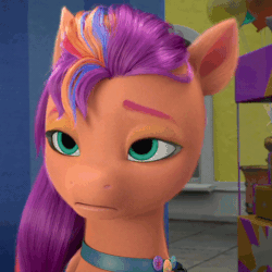 Size: 480x480 | Tagged: safe, screencap, sunny starscout, earth pony, pony, g5, my little pony: make your mark, my little pony: make your mark chapter 1, spoiler:my little pony: make your mark, animated, cropped, cute, female, floppy ears, gif, i watch it for the ears, mane stripe sunny, mare, sad, sadorable, solo, sunnybetes