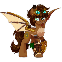 Size: 900x900 | Tagged: safe, artist:star-theft, oc, bat pony, pony, amputee, arrow, artificial wings, augmented, goggles, prosthetic limb, prosthetic wing, prosthetics, simple background, solo, transparent background, wings