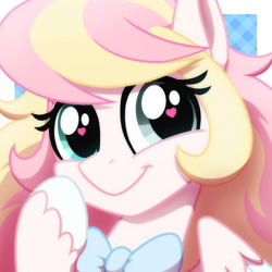 Size: 2048x2048 | Tagged: safe, artist:whitequartztheartist, oc, oc:ninny, pegasus, pony, close-up, commission, heart, heart eyes, high res, simple background, solo, wingding eyes