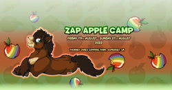 Size: 2500x1307 | Tagged: safe, artist:zapappcamp, oc, oc:sam, apple, food, solo, zap apple, zap apple camp