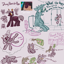 Size: 3000x3000 | Tagged: safe, artist:ja0822ck, oc, bug pony, cockroach, earth pony, fly, insect, pony, bloodshot eyes, but why, butt, dung beetle, high res, implied pooping, plot, sitting, sitting on toilet, sleeping, solo, toilet, tongue out, world bug pony council