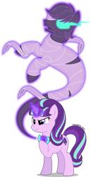 Size: 1949x3763 | Tagged: safe, artist:stellardusk, double diamond, starlight glimmer, earth pony, ghost, pony, undead, unicorn, g4, alternate cutie mark, crossover, disney, glowing, glowing eyes, glowing horn, horn, magic, open mouth, oracle coven, s5 starlight, show accurate, simple background, solo, the owl house, transparent background