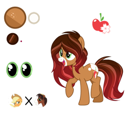 Size: 1280x1214 | Tagged: safe, artist:crystalflamesparkle, applejack, trouble shoes, oc, oc:apple flower, earth pony, pony, g4, base used, coat markings, female, male, mare, offspring, parent:applejack, parent:trouble shoes, parents:troublejack, shipping, simple background, solo, straight, transparent background, troublejack