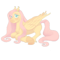 Size: 3000x3000 | Tagged: safe, artist:universalheart, fluttershy, pegasus, pony, g4, blushing, colored pupils, cute, female, high res, lying down, mare, missing cutie mark, prone, shyabetes, simple background, solo, transparent background