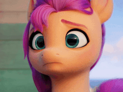 Size: 400x299 | Tagged: safe, screencap, sunny starscout, earth pony, pony, g5, my little pony: a new generation, spoiler:my little pony: a new generation, animated, cropped, cute, ear flick, female, gif, i watch it for the ears, mare, sad, sadorable, solo, sunnybetes