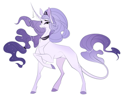 Size: 2641x2092 | Tagged: safe, artist:marbola, oc, oc only, pony, unicorn, ethereal mane, female, high res, horn, horn jewelry, jewelry, leonine tail, long horn, magical lesbian spawn, mare, offspring, parent:fleur-de-lis, parent:princess luna, simple background, solo, starry mane, tail, white background