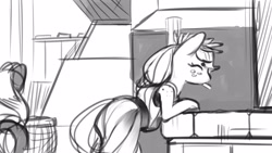 Size: 3840x2161 | Tagged: safe, artist:applephil, applejack, earth pony, pony, g4, ancient greece, bipedal, bipedal leaning, clothes, coin, female, freckles, grayscale, high res, leaning, mare, monochrome, open mouth, shoulder freckles, sketch, solo focus, toga