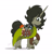 Size: 4266x4471 | Tagged: safe, artist:thepinkbirb, earth pony, pony, unicorn, baby, baby pony, blue eyes, bruno madrigal, chest fluff, clothes, crossover, curly hair, encanto, father and child, foal, green eyes, looking down, male, pouch, simple background, smiling, stallion, triplets, unshorn fetlocks, white background