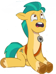 Size: 354x463 | Tagged: safe, edit, edited screencap, editor:horsesplease, screencap, hitch trailblazer, earth pony, pony, g5, my little pony: tell your tale, the unboxing of izzy, spoiler:g5, spoiler:my little pony: tell your tale, spoiler:tyts01e06, background removed, cropped, crying, cutout, male, not a vector, sad, sad hitch, simple background, solo, stallion, transparent background, why, роисся вперде