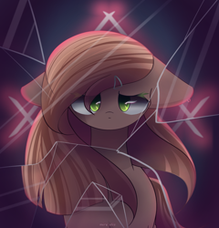 Size: 2300x2400 | Tagged: safe, artist:miryelis, oc, oc only, oc:shenn brale, earth pony, pony, floppy ears, glass, green eyes, high res, long hair, looking at you, solo
