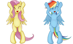 Size: 658x400 | Tagged: safe, artist:rainbow, fluttershy, rainbow dash, pegasus, pony, g4, animated, animated png, bipedal, caramelldansen, cute, dancing, dashabetes, duo, female, loop, mare, shyabetes, simple background, transparent background