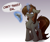 Size: 4800x4000 | Tagged: safe, artist:witchtaunter, oc, oc only, oc:twistae, pony, unicorn, chest fluff, commission, disgusted, ear fluff, female, floppy ears, fluffy, gradient background, gun, lisp, magic, mare, shoulder fluff, solo, speech bubble, squint, telekinesis, text, weapon