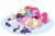 Size: 3679x2429 | Tagged: safe, artist:doodledonutart, applejack, fluttershy, pinkie pie, rainbow dash, rarity, twilight sparkle, alicorn, earth pony, pegasus, pony, unicorn, g4, cuddle puddle, cuddling, cute, daaaaaaaaaaaw, female, high res, mane six, mare, pony pile, simple background, sleep mask, sleeping, snoring, twilight sparkle (alicorn), white background