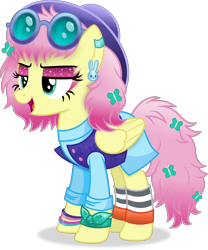 Size: 4338x5224 | Tagged: safe, artist:anime-equestria, gameloft, fluttershy, pegasus, pony, g4, 1980's, 70s, 80s, alternate hairstyle, clothes, ear piercing, eyeshadow, fabulous, fashion, female, folded wings, hairpin, hat, hoofgazer fluttershy, makeup, mare, piercing, simple background, skirt, socks, solo, sparkles, sunglasses, transparent background, vector, wings, wristband
