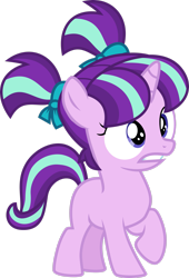 Size: 2017x2974 | Tagged: safe, artist:skele-sans, artist:the-pegasus-katja, starlight glimmer, pony, unicorn, :p, cute, female, filly, filly starlight glimmer, glimmerbetes, high res, pigtails, raised hoof, silly, silly pony, simple background, smiling, solo, tongue out, transparent background, vector, younger