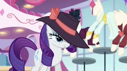 Size: 1280x720 | Tagged: safe, screencap, rarity, pony, unicorn, g4, rarity investigates, female, hat, mannequin, mare, ponyquin, solo