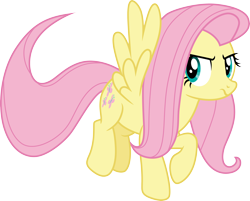 Size: 3726x3000 | Tagged: safe, artist:cloudy glow, fluttershy, pegasus, pony, g4, .ai available, angry, female, high res, looking at you, mare, simple background, solo, spread wings, transparent background, vector, wings