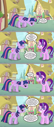 Size: 1136x2623 | Tagged: safe, artist:silverbuller, edit, edited screencap, screencap, starlight glimmer, twilight sparkle, alicorn, pony, unicorn, g4, abdominal bulge, bait and switch, belly, comic, dialogue, female, folded wings, food baby, grin, implied incest, implied infidelity, implied pregnancy, implied shining armor, implied shiningsparkle, implied shipping, implied straight, mare, nervous, nervous smile, not incest, screencap comic, smiling, stuffed, stuffed belly, sweat, sweatdrops, twilight sparkle (alicorn), wings