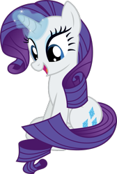 Size: 737x1098 | Tagged: safe, artist:starryshineviolet, rarity, pony, unicorn, a hearth's warming tail, g4, season 6, female, glowing, glowing horn, horn, levitation, looking down, magic, magic aura, mare, open mouth, open smile, simple background, sitting, smiling, solo, telekinesis, transparent background, vector