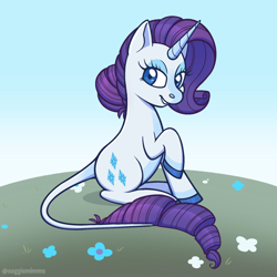 Size: 2000x2000 | Tagged: safe, artist:saggiemimms, rarity, pony, unicorn, g4, high res, leonine tail, solo, tail