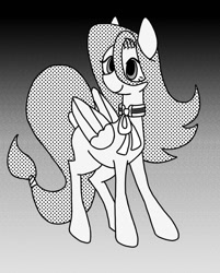 Size: 966x1200 | Tagged: safe, artist:stacy_165cut, pegasus, pony, female, folded wings, mare, monochrome, solo, wings