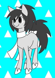 Size: 845x1200 | Tagged: safe, artist:stacy_165cut, oc, oc only, earth pony, pony, blue background, clothes, scarf, simple background, solo