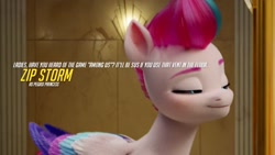 Size: 720x405 | Tagged: safe, edit, edited screencap, screencap, zipp storm, pegasus, pony, g5, my little pony: a new generation, spoiler:my little pony: a new generation, among us, female, mare, play of the game, sus (among us)