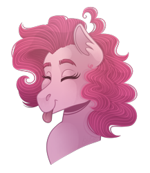 Size: 2000x2300 | Tagged: safe, artist:monnarcha, pinkie pie, earth pony, pony, g4, :p, bushy brows, bust, ear fluff, eyebrows, eyes closed, female, high res, mare, portrait, simple background, solo, thick eyebrows, tongue out, transparent background
